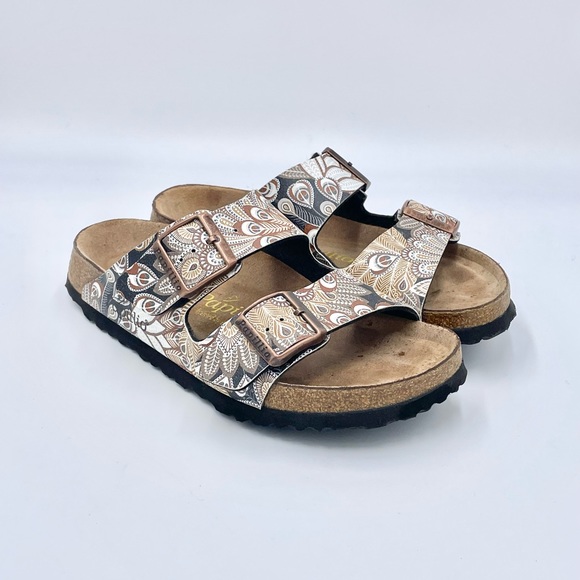 Papillio by Birkenstock Arizona Flor Peacock Brown Narrow Sandal